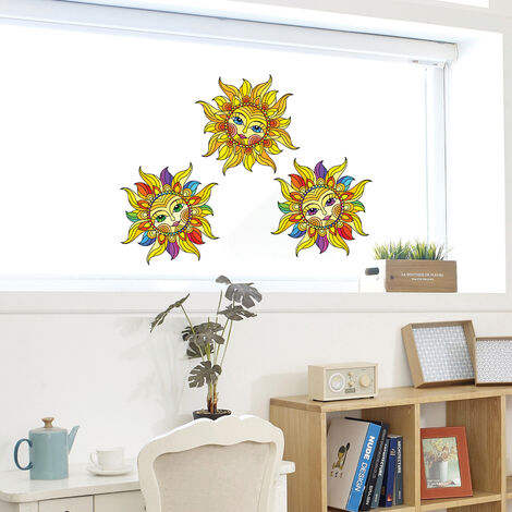 Sticker Vitre Mandala Arc-en-Ciel 3 Soleils 67x23cm - Autocollant Électrostatique Coloré pour Fenêtre et Murs
