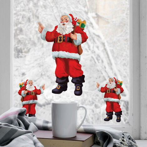 Sticker Vitre Noël 23x67cm - Décoration Fenêtre Fête Électrostatique Noël - Déco Vitre Fenêtre Fête de Noël