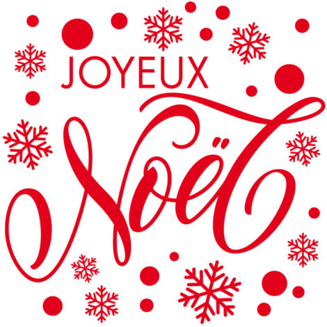 STICKER VITRINE JOYEUX NOEL ROND (VITR009).- Rouge - 80 x 80 cm