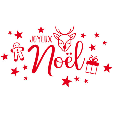 STICKER VITRINE JOYEUX NOEL (VITR008).- Rouge - 80 x 43 cm (800 x 430 cm)