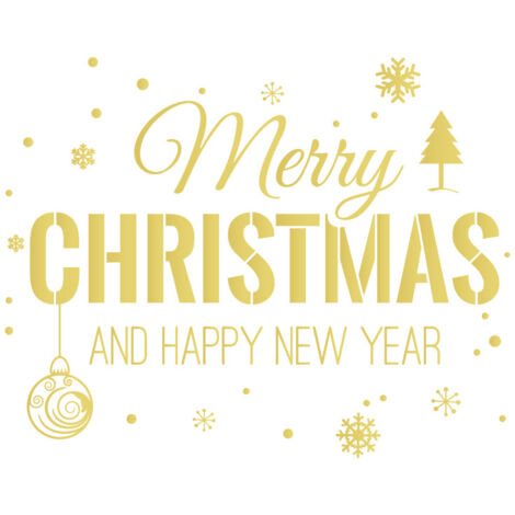 STICKER VITRINE MERRY CHRISTMAS (T0192).- Or - 47 x 60 cm