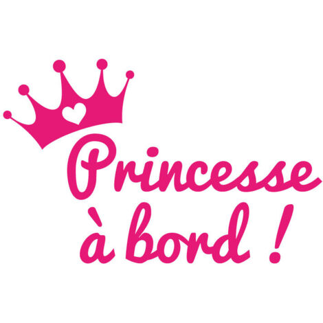 Sticker Voiture Princesse à Bord – Rose Mat – 9,5 x 15 cm