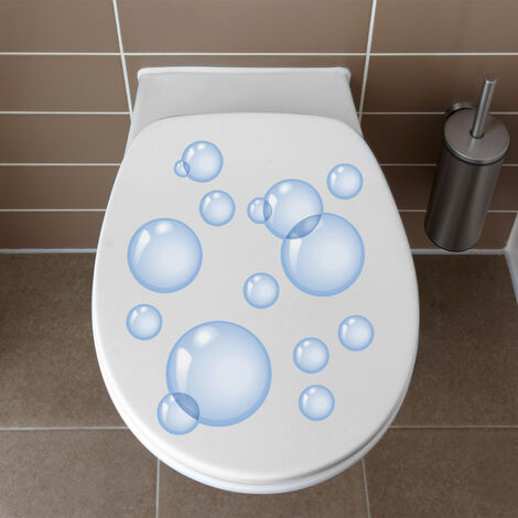 Sticker WC abattant toilettes, déco trompe l'oeil 33x38cm, bulles de savon, décoration intérieure, autocollant mural.