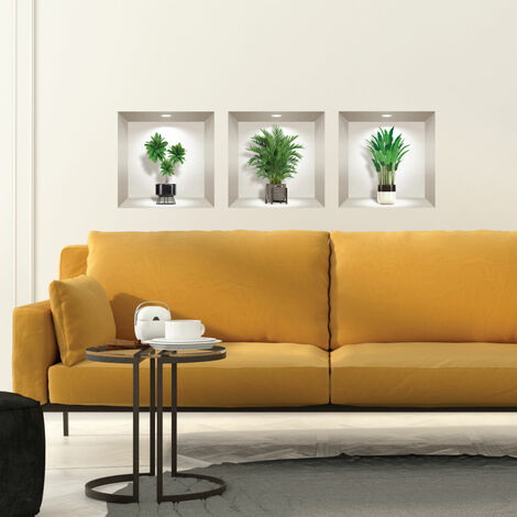 Stickers 3D plantes vertes d'intérieur 30 x 90 cm