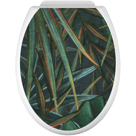 Stickers Abattant WC - Feuilles tropicales - 35x43 cm - Adhésif BRILLANT