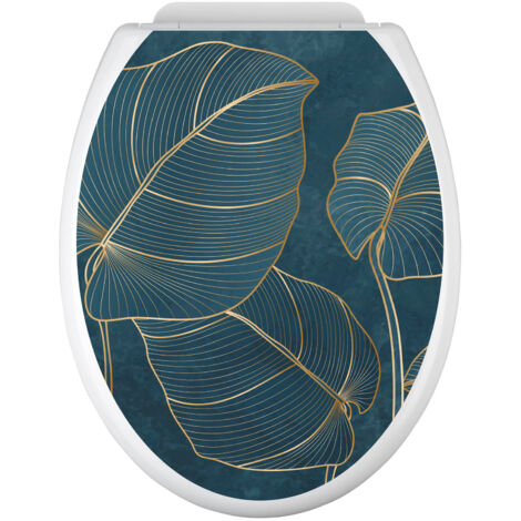 Stickers Abattant WC - Feuilles tropicales - 35x43 cm - Adhésif BRILLANT