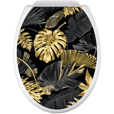 Stickers Abattant WC - Feuilles tropicales - 35x43 cm - Adhésif BRILLANT