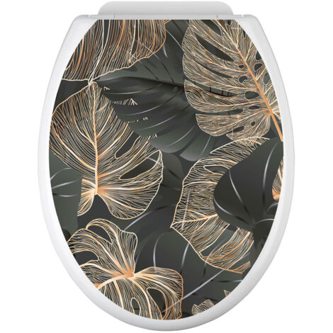 Stickers Abattant WC - Feuilles tropicales - 35x43 cm - Adhésif BRILLANT