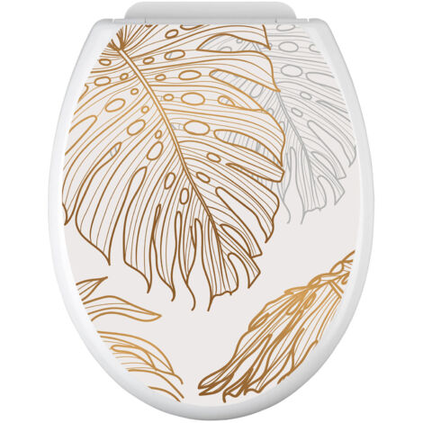 Stickers Abattant WC - Feuilles tropicales - 35x43 cm - Adhésif BRILLANT