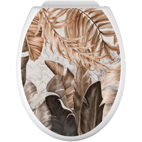 Stickers Abattant WC - Feuilles tropicales - 35x43 cm - Adhésif BRILLANT