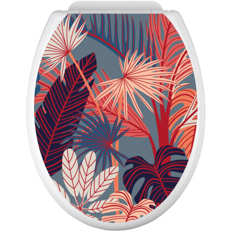 Stickers Abattant WC - Feuilles tropicales - 35x43 cm - Adhésif BRILLANT