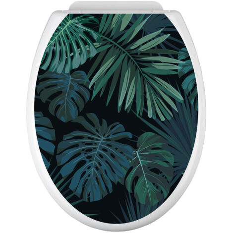 Stickers Abattant WC - Feuilles tropicales - 35x43 cm - Adhésif BRILLANT