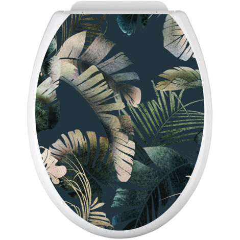 Stickers Abattant WC - Feuilles tropicales - 35x43 cm - Adhésif BRILLANT