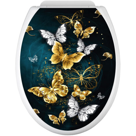 Stickers Abattant WC - Papillons - 35x43 cm - Adhésif BRILLANT