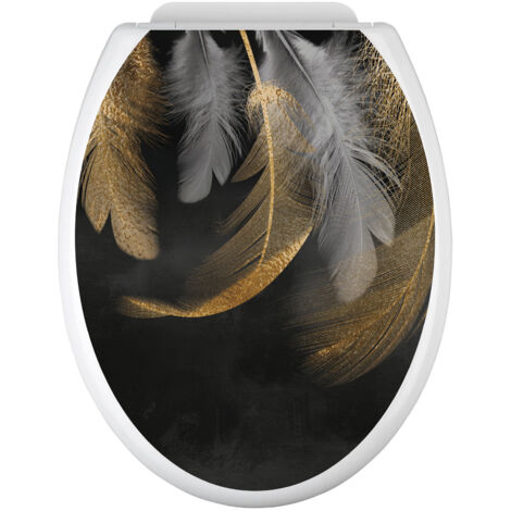 Stickers Abattant WC - Plumes - 35x43 cm - Adhésif BRILLANT
