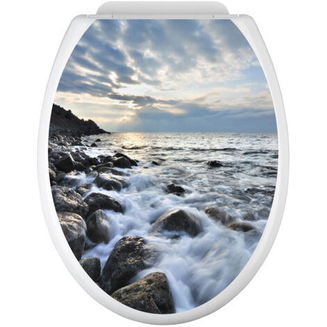 Stickers Abattant WC - Vue Mer - 35x43 cm - Adhésif BRILLANT