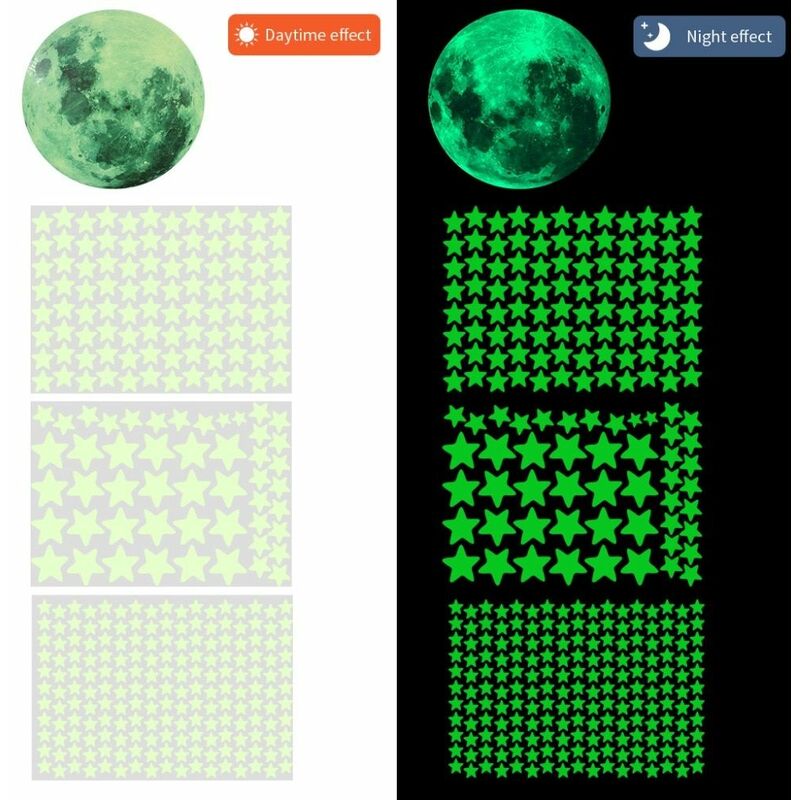 Image of Stickers adesivi Luna e Stelle fosforescenti luminescenti
