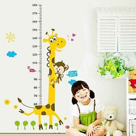 Stickers adhésif Sticker Autocollant Singe et Girafe - Décoration Murale Chambre Enfants 1 Planches de 50 x 70 cm