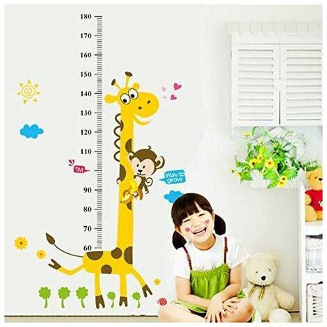 Stickers adhésif Sticker Autocollant Singe et Girafe - Décoration Murale Chambre Enfants 1 Planches de 50 x 70 cm