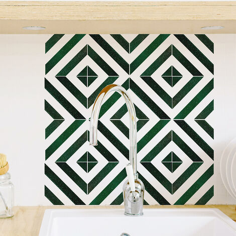 Stickers adhésifs déco géométriques vertes, 6 pièces, 15x15 cm - Décoration intérieure facile et rapide pour Homestaging