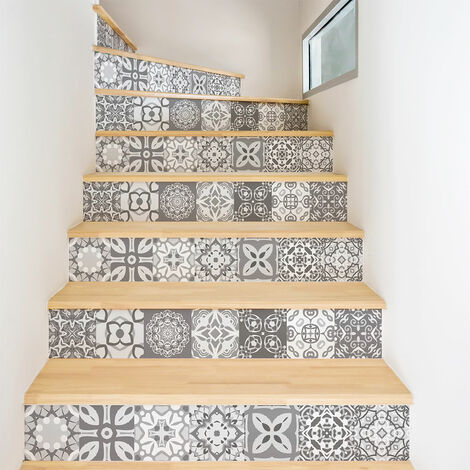 Stickers adhésifs escalier carrelages contremarche - ADALIA - 2 bandes de 18.5x129.5cm