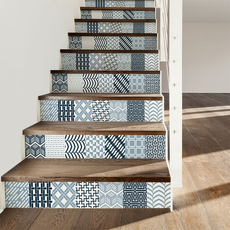 Stickers adhésifs escalier carrelages contremarche - DELLINGERA - 2 bandes de 15x105cm