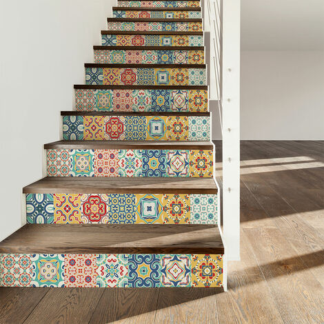 Stickers adhésifs escalier carrelages contremarche - FIONETINA - 2 bandes de 15x105cm
