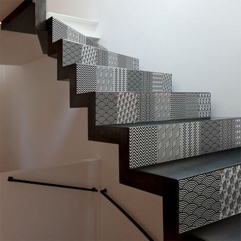 Stickers adhésifs escalier carrelages contremarche - GERD - 2 bandes de 15x105cm