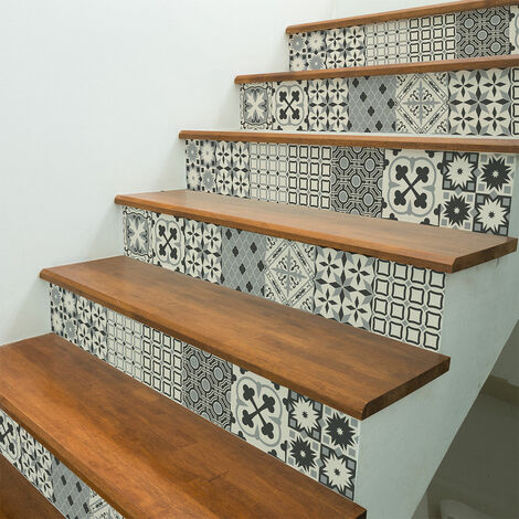 Stickers adhésifs escalier carrelages contremarche - GERTA - 2 bandes de 15x105cm