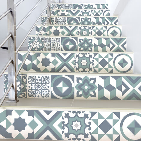 Stickers adhésifs escalier carrelages contremarche - IVIAH - 2 bandes de 17x119cm