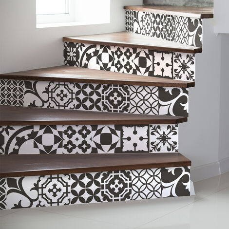 Stickers adhésifs escalier carrelages contremarche - JONAS - 2 bandes de 15x105cm