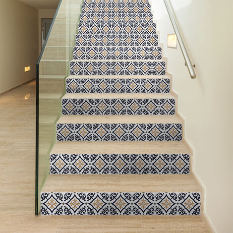 Stickers adhésifs escalier carrelages contremarche - LETIZIA - 2 bandes de 15x105cm