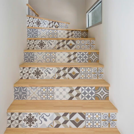 Stickers adhésifs escalier carrelages contremarche - LILANIA - 2 bandes de 15x105cm