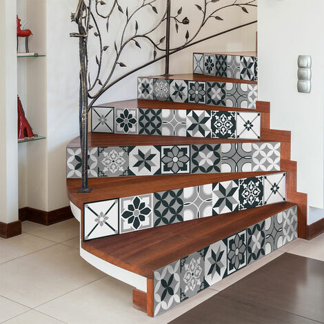 Stickers adhésifs escalier carrelages contremarche - LISA - 2 bandes de 15x105cm