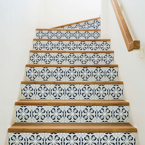 Stickers adhésifs escalier carrelages contremarche - LISANDRU - 2 bandes de 15x105cm