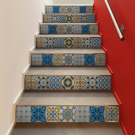 Stickers adhésifs escalier carrelages contremarche - LUISINO - 2 bandes de 15x105cm
