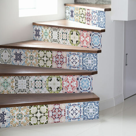Stickers adhésifs escalier carrelages contremarche - MEDINA - 2 bandes de 15x105cm
