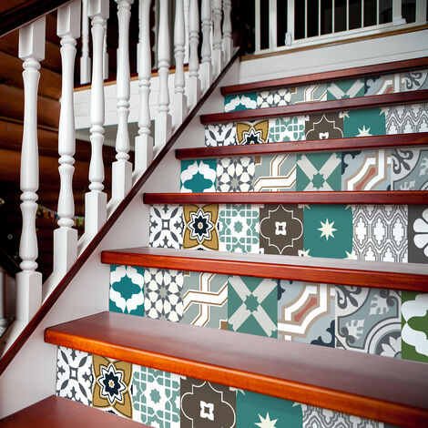 Stickers adhésifs escalier carrelages contremarche - NAYA - 2 bandes de 13.5x94.5cm