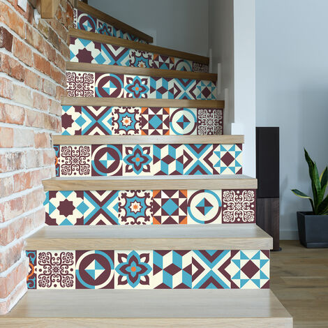 Stickers adhésifs escalier carrelages contremarche - NIAJA - 2 bandes de 18.5x129.5cm