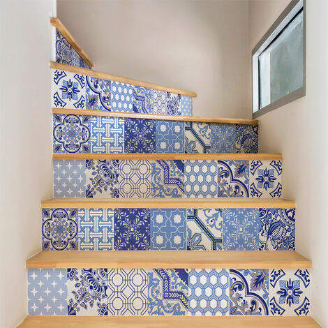 Stickers adhésifs escalier carrelages contremarche - ORNEMENTS VÉNITIEN - 2 bandes de 15x105cm