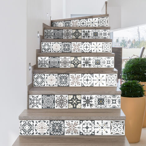 Stickers adhésifs escalier carrelages contremarche - ROMOLO - 2 bandes de 15x105cm