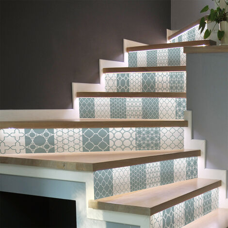 Stickers adhésifs escalier carrelages contremarche - TORVALD - 2 bandes de 15x105cm