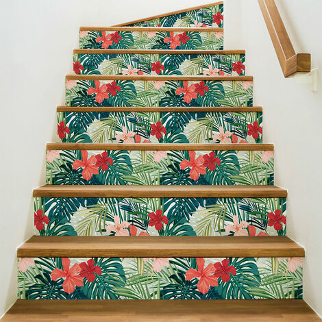Stickers adhésifs escalier carrelages contremarche - TROPICAL HAWI - 2 bandes de 15x105cm