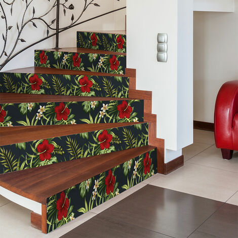 Stickers adhésifs escalier carrelages contremarche - TROPICAL RIBERALTA - 2 bandes de 12.5x87.5cm