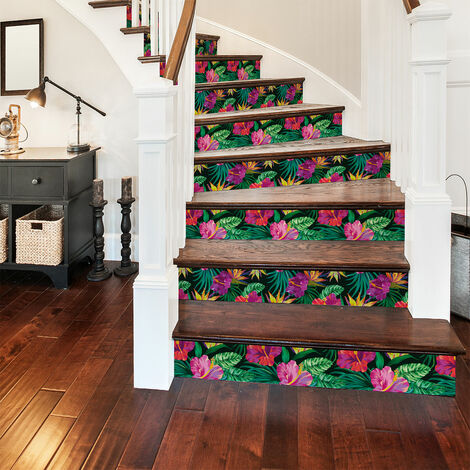 Stickers adhésifs escalier carrelages contremarche - TROPICALE SAINT BARTHÉLÉMY - 2 bandes de 15x105cm