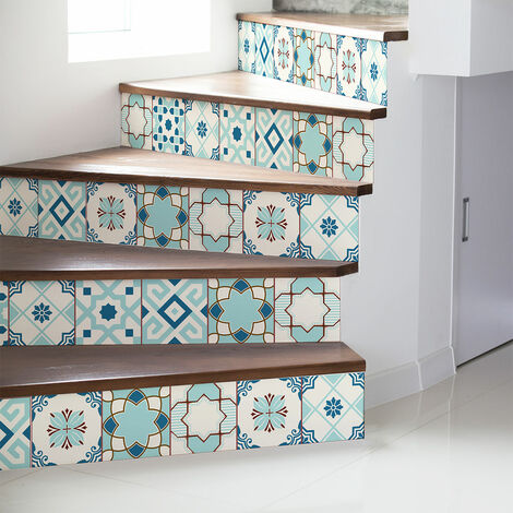 Stickers adhésifs escalier carrelages contremarche - VITELINA - 2 bandes de 15x105cm