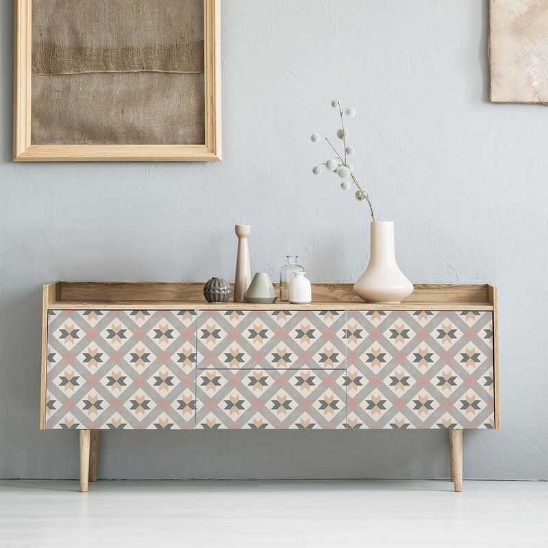 Stickers adhésif décoration Meuble - 30 stickers carreaux de ciment meuble authentiques violettina - 30stickers10x10cm