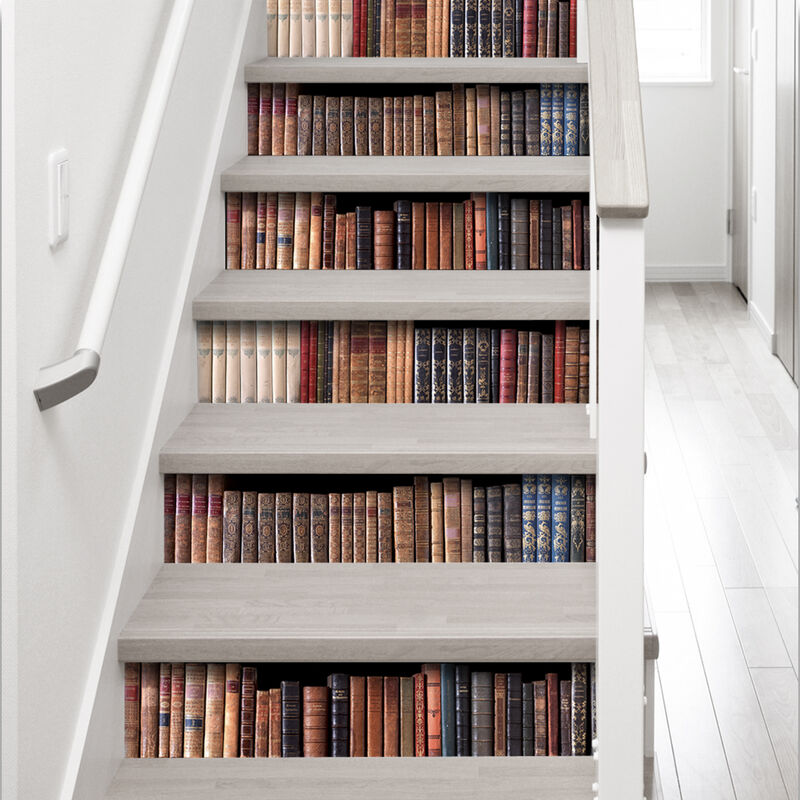 PLAGE Sticker Contremarche adh&eacute;sive Biblioth&egrave;que vinyle 100x19 cm Multicolore