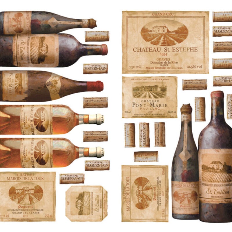 Stickers - Bouteilles De Vins - Hauteur 45,7 cm