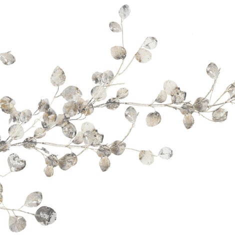 THEDECOFACTORY Stickers - Branches De Fleurs Argentées - Hauteur 45,7 cm